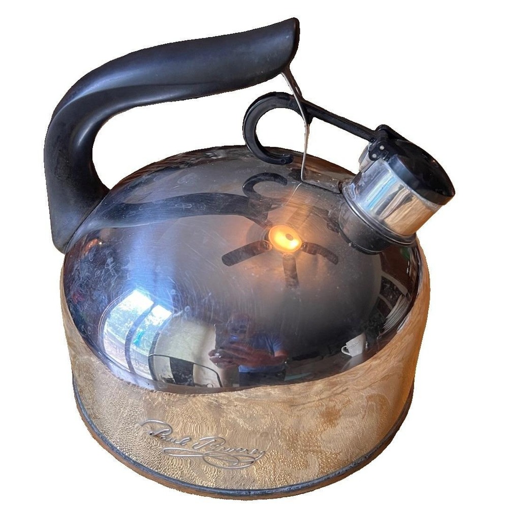 VTG 90s Revere Ware Paul Revere Signature Copper Bottom Whistling Tea Kettle 6